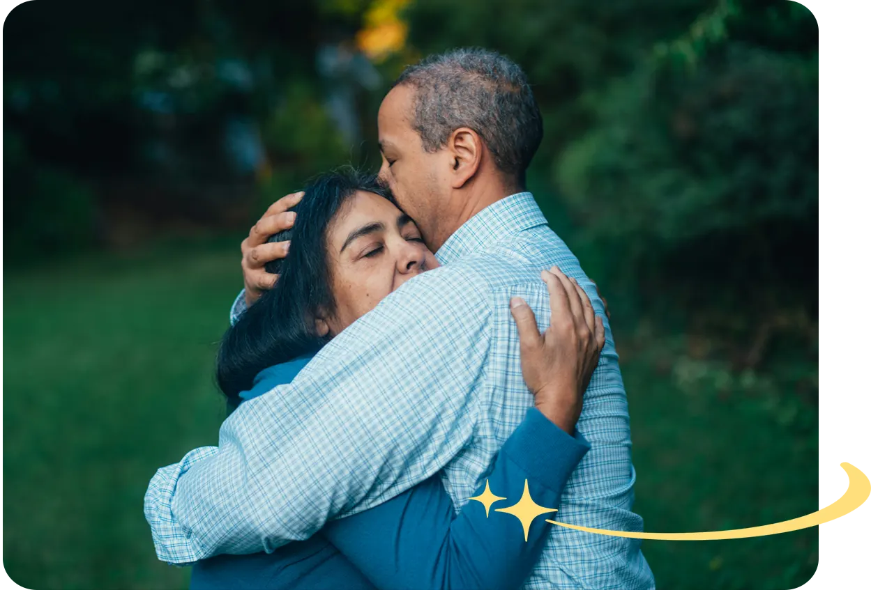 man and a woman hugging